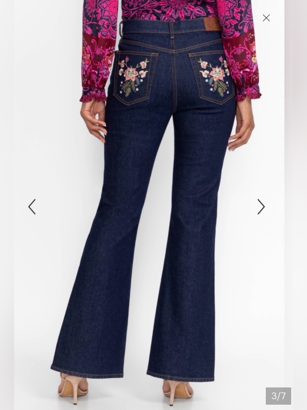 Johnny Was Front Slit Back Embroidery Jeans W/Flare *See Measurements $248 - Picture 3 of 11